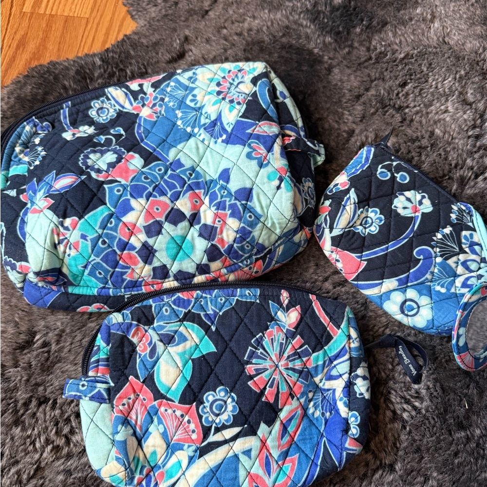 VERA BRADLEY Floral Quilted Cosmetic Bag Set